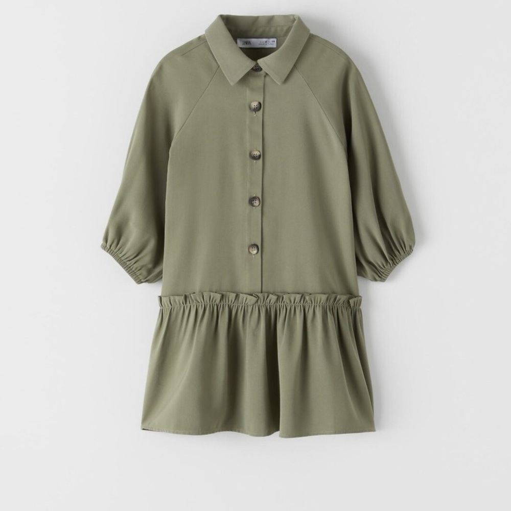 ZARA Kids NEW Olive Green Button-Up Dress